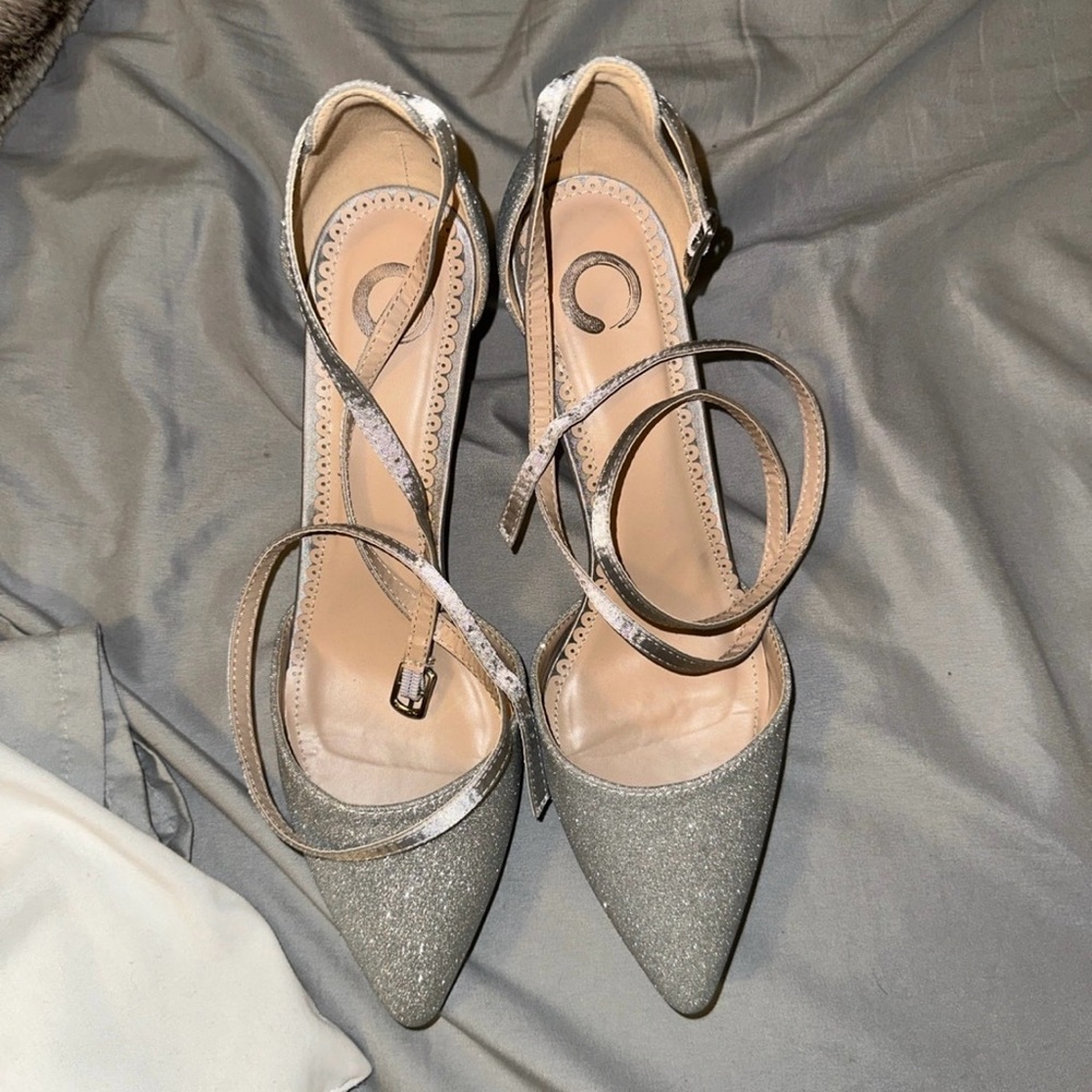 Silver Sparkle Lace-up Heels